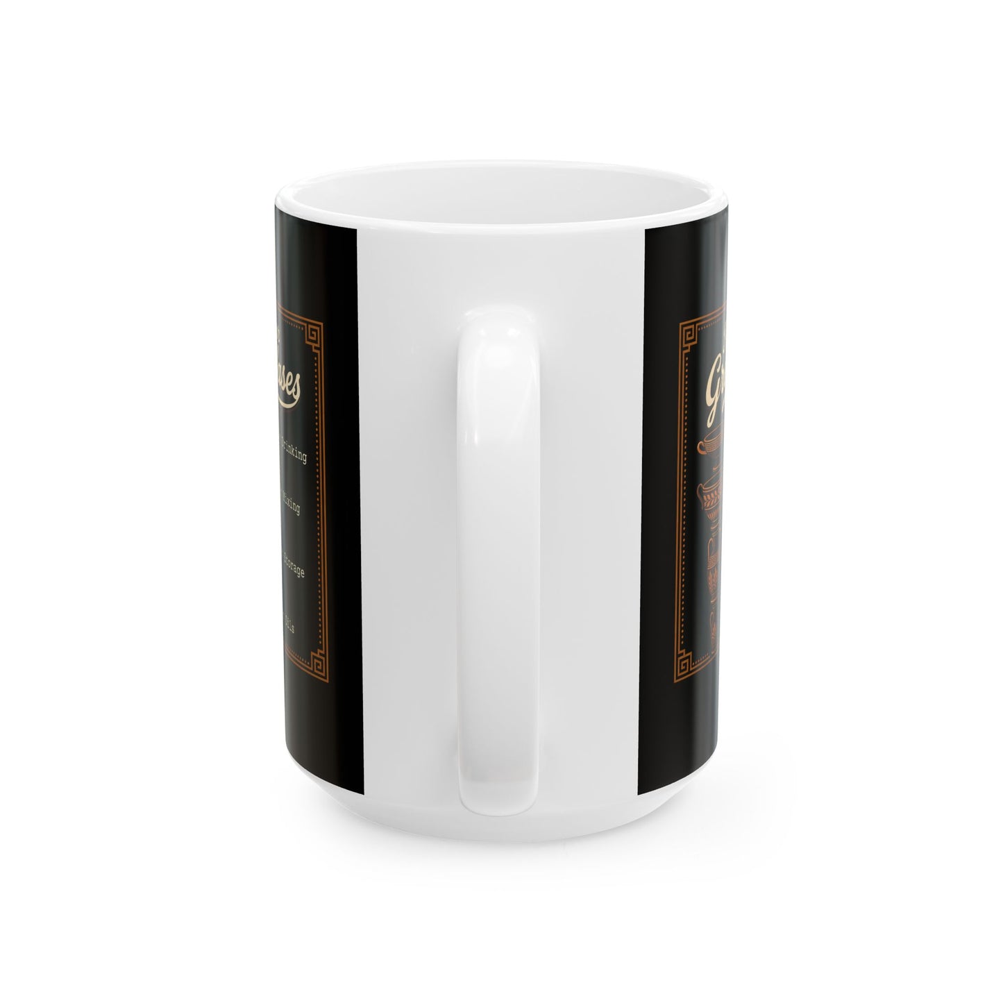 Know Your Greek Vases Coffee Menu Ceramic Mug, (11oz, 15oz)