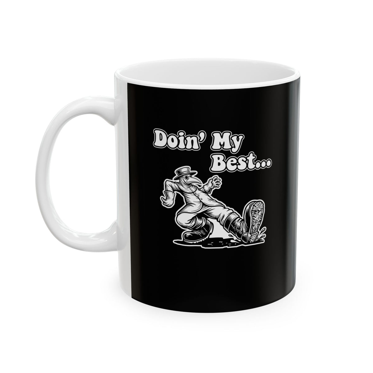 70s Style Black Plague Doctor Ceramic Mug, (11oz, 15oz)