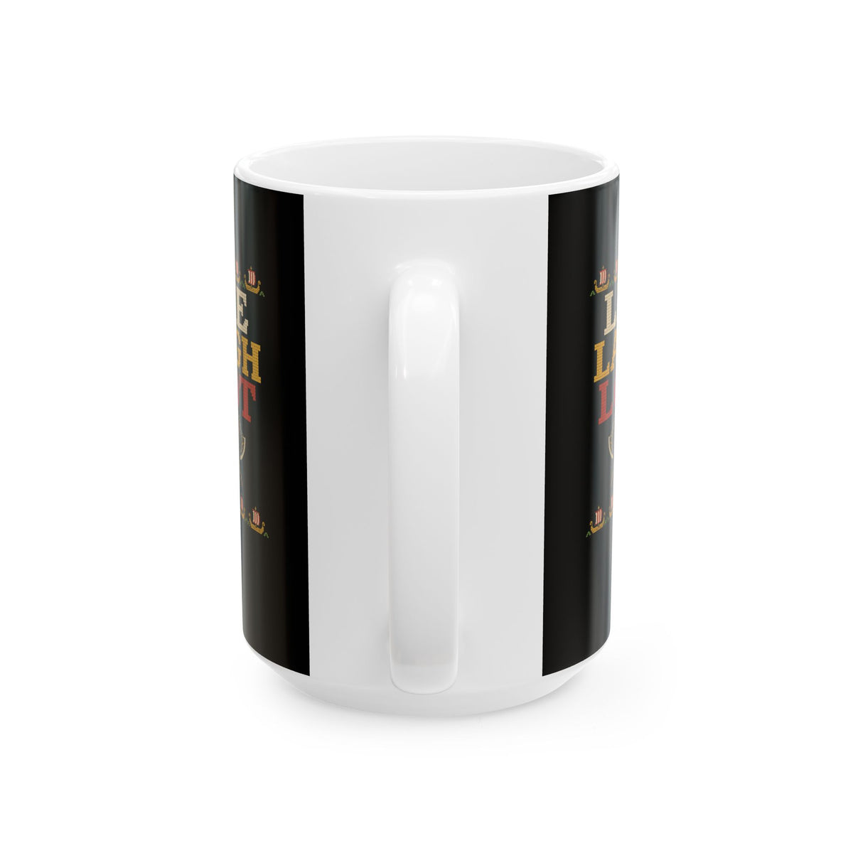 Live Laugh Loot Cross Stitch Ceramic Mug, (11oz, 15oz)