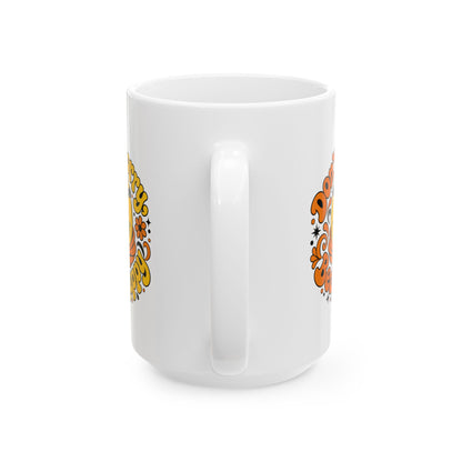 70s Style Don't Worry Venerable Bede Happy Ceramic Mug, (11oz, 15oz)