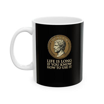 Seneca Life Is Long Quote Coin Ceramic Mug, (11oz, 15oz)