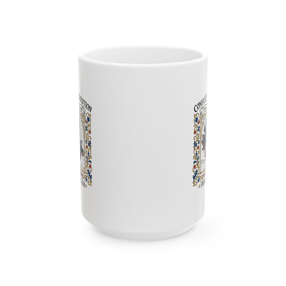 Prague Defenestration Manuscript Style Ceramic Mug, (11oz, 15oz)
