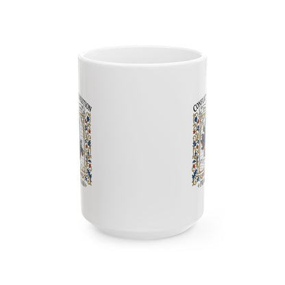 Prague Defenestration Manuscript Style Ceramic Mug, (11oz, 15oz)