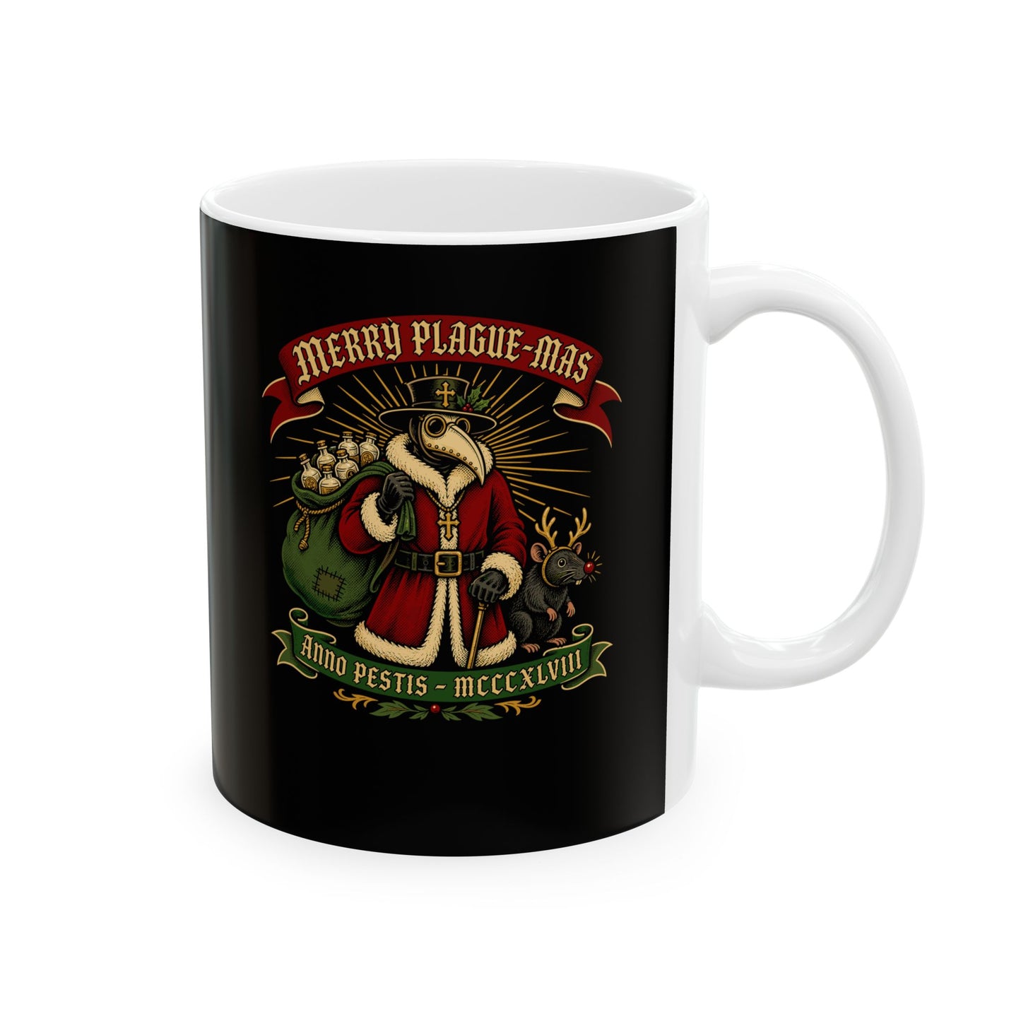Merry Plaguemas Anno Pestis Ceramic Mug, (11oz, 15oz)