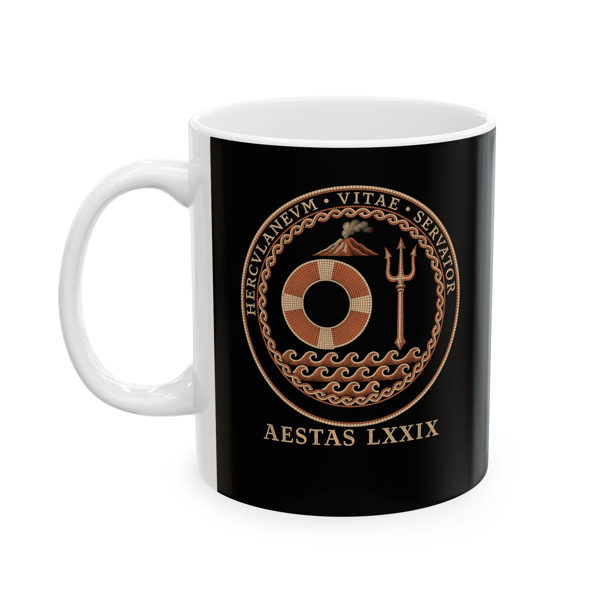 Herculaneum Lifeguard Summer 79 in Latin Ceramic Mug, (11oz, 15oz)