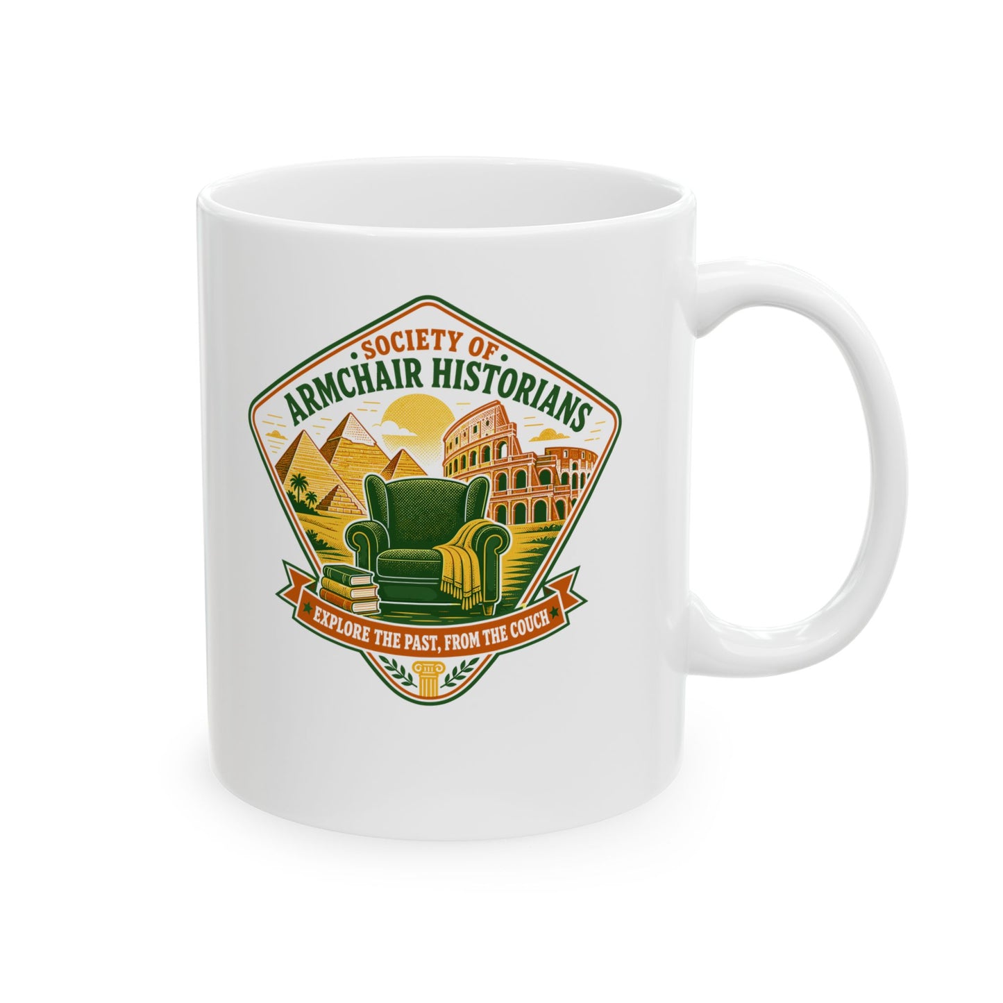 Society of Armchair Historians Badge Style Ceramic Mug, (11oz, 15oz)