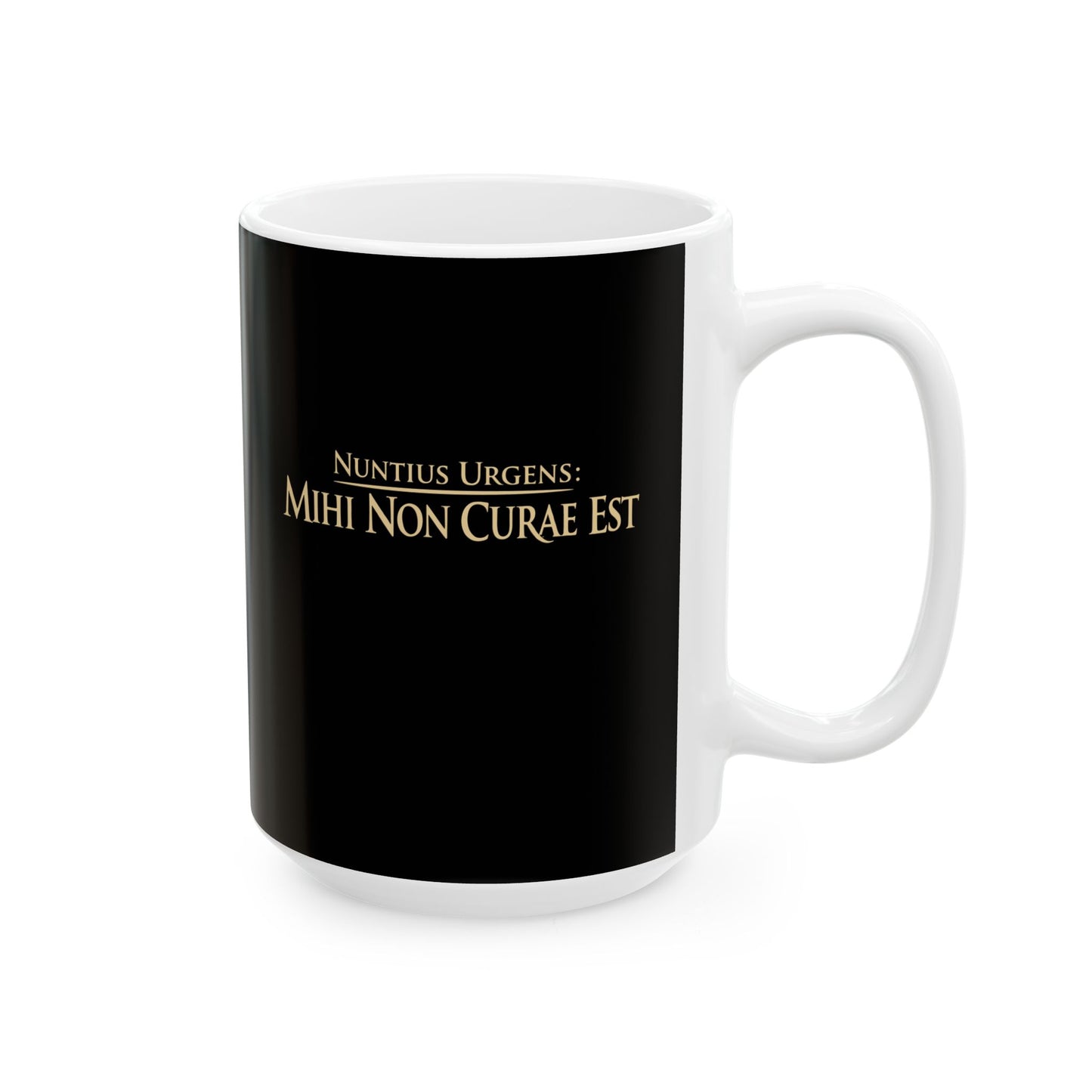 Breaking News: I Don't Care in Latin Ceramic Mug, (11oz, 15oz)