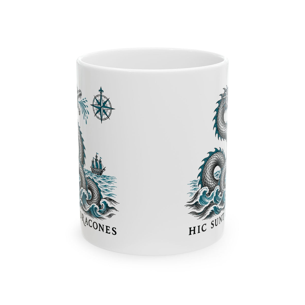 Hic Sunt Dracones Sea Serpent Ceramic Mug, (11oz, 15oz)