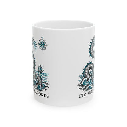 Hic Sunt Dracones Sea Serpent Ceramic Mug, (11oz, 15oz)