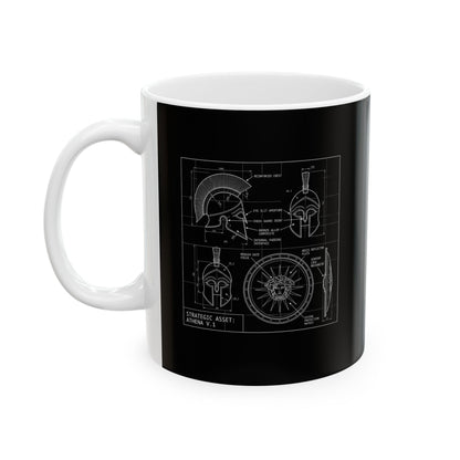 Athena Helmet Aegis Shield Schematic Ceramic Mug, (11oz, 15oz)