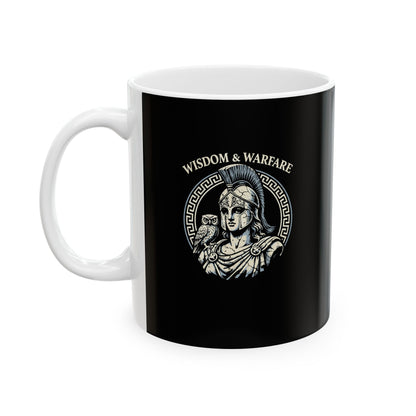 Athena Wisdom Warfare Owl Ceramic Mug, (11oz, 15oz)