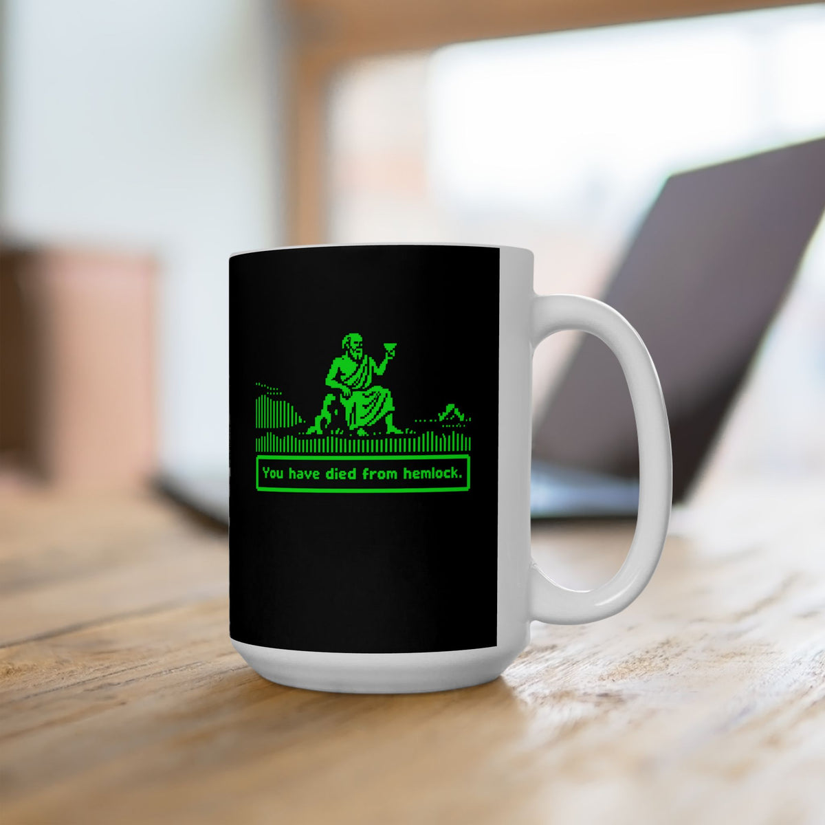 Socrates 8 Bit Dies from Hemlock Ceramic Mug, (11oz, 15oz)