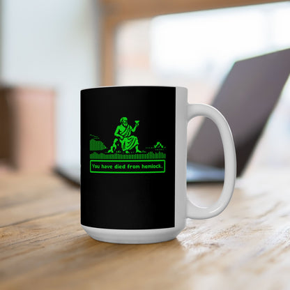 Socrates 8 Bit Dies from Hemlock Ceramic Mug, (11oz, 15oz)