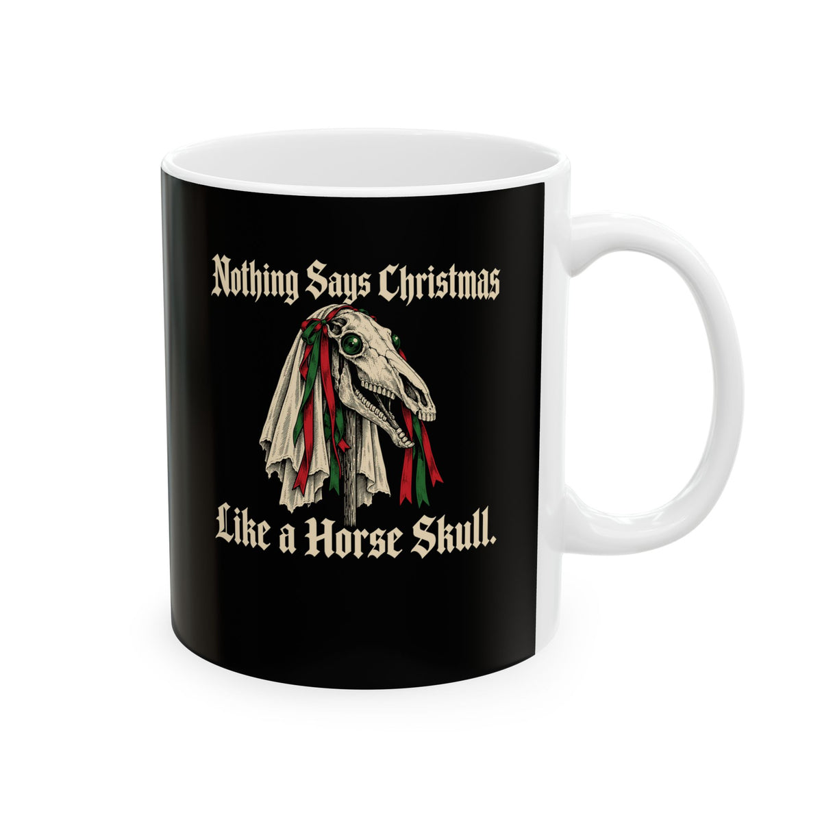 Mari Lwyd Horse Skull Ceramic Mug, (11oz, 15oz)