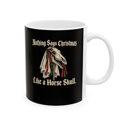 Mari Lwyd Horse Skull Ceramic Mug, (11oz, 15oz)