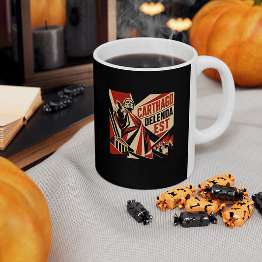Carthago Delenda Est Propaganda Style Ceramic Mug, (11oz, 15oz)