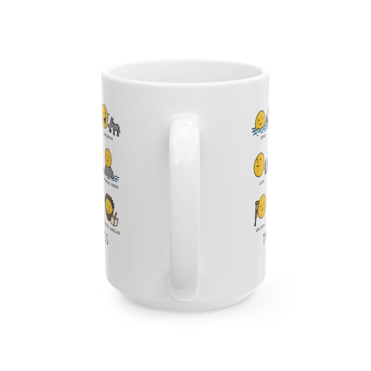 Stoic Smiley Philosophy Grid Ceramic Mug, (11oz, 15oz)