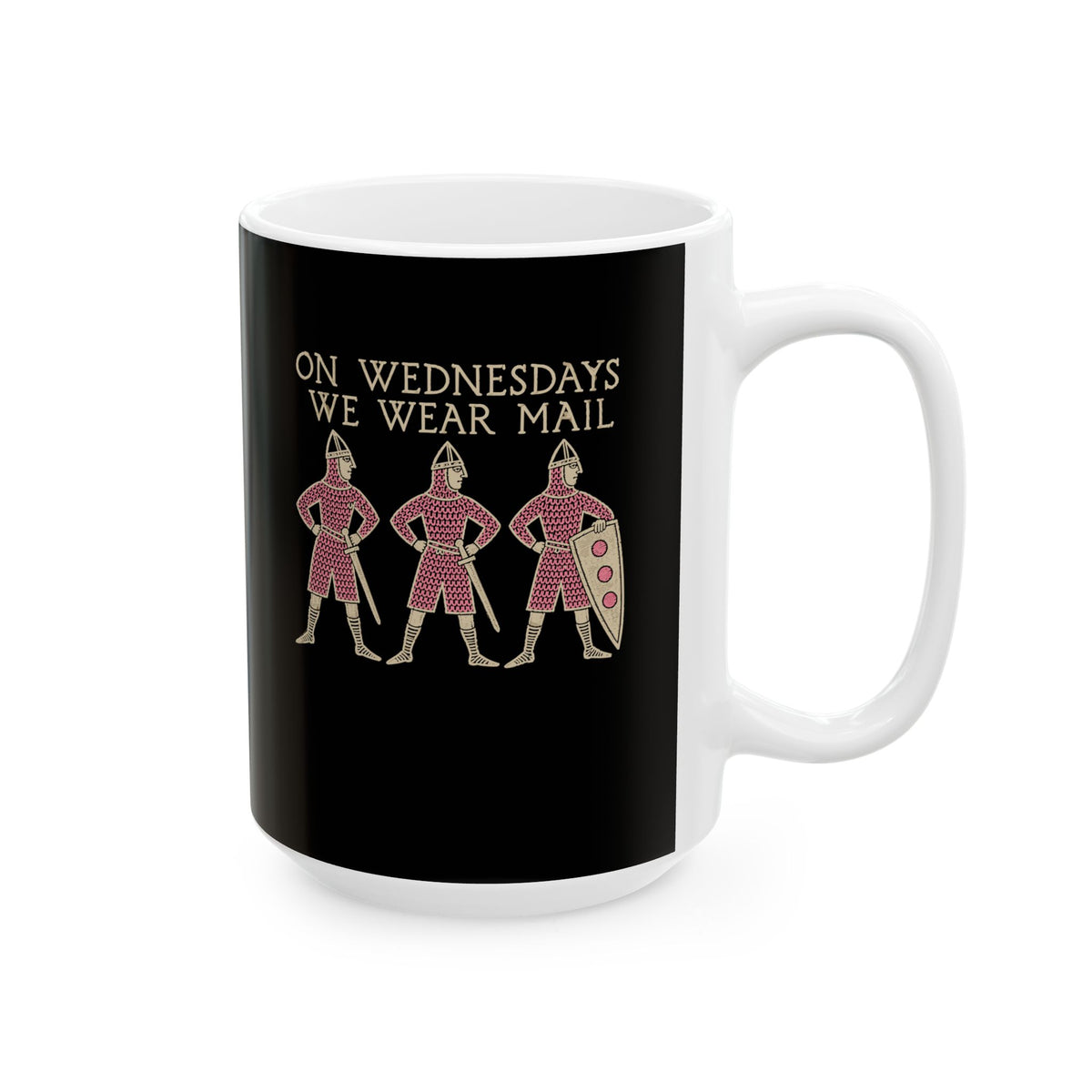 On Wednesdays We Wear Mail Tapestry Ceramic Mug, (11oz, 15oz)