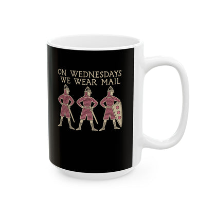 On Wednesdays We Wear Mail Tapestry Ceramic Mug, (11oz, 15oz)