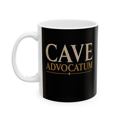 Carved Style Cave Advocatum Beware the Lawyer Ceramic Mug, (11oz, 15oz)