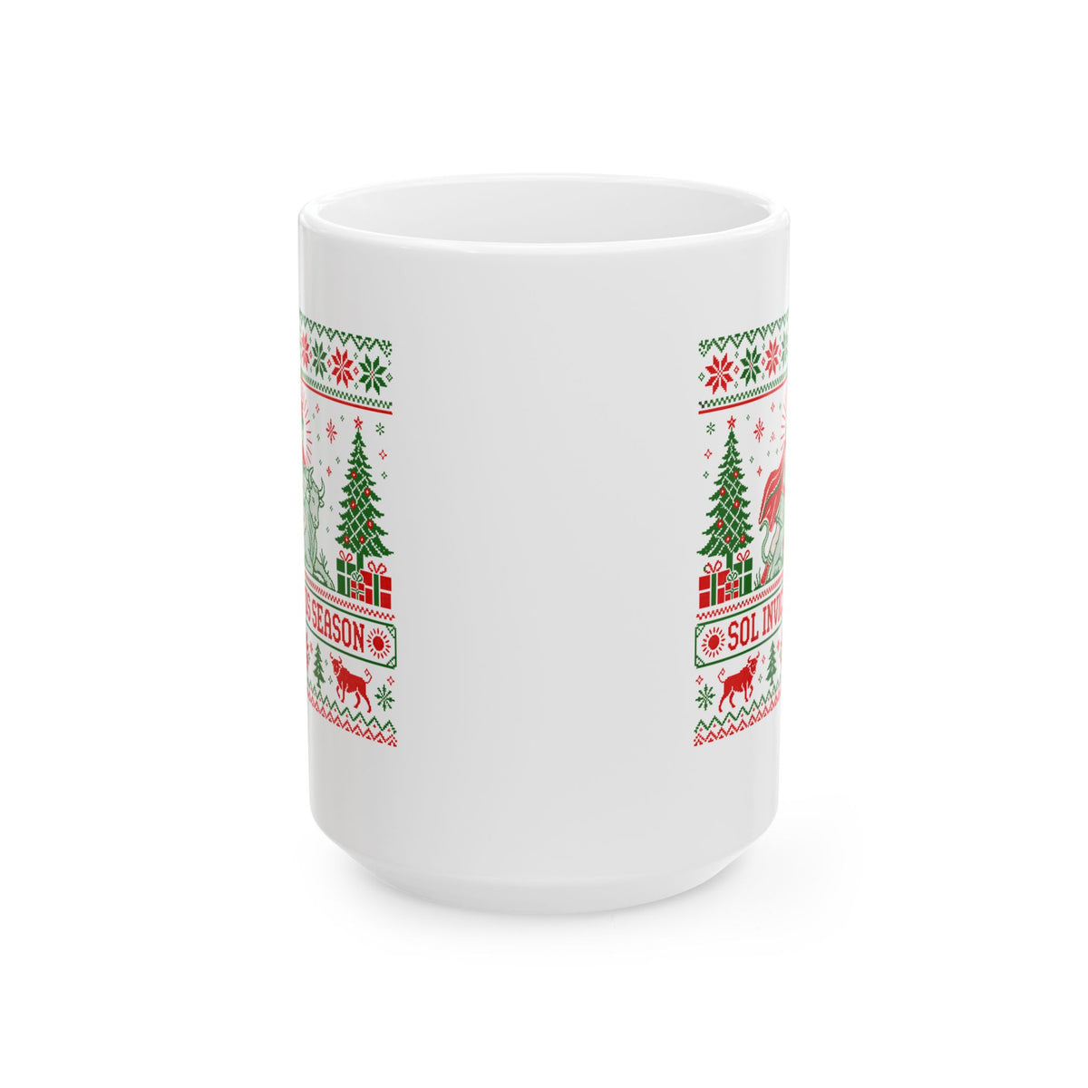 Sol Invictus Season Ugly Sweater Style Ceramic Mug, (11oz, 15oz)