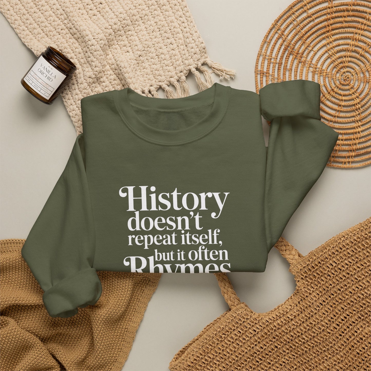 Mark Twain History Doesn't Repeat Quote Unisex Heavy Crewneck Sweatshirt