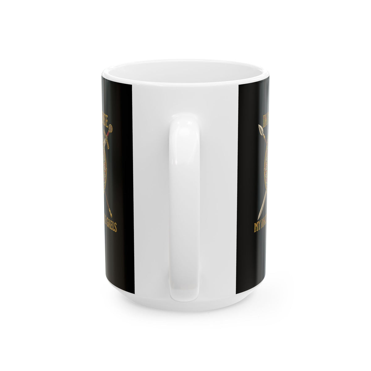 In My Defense Ancestors Were Gaels w/Shield Ceramic Mug, (11oz, 15oz)