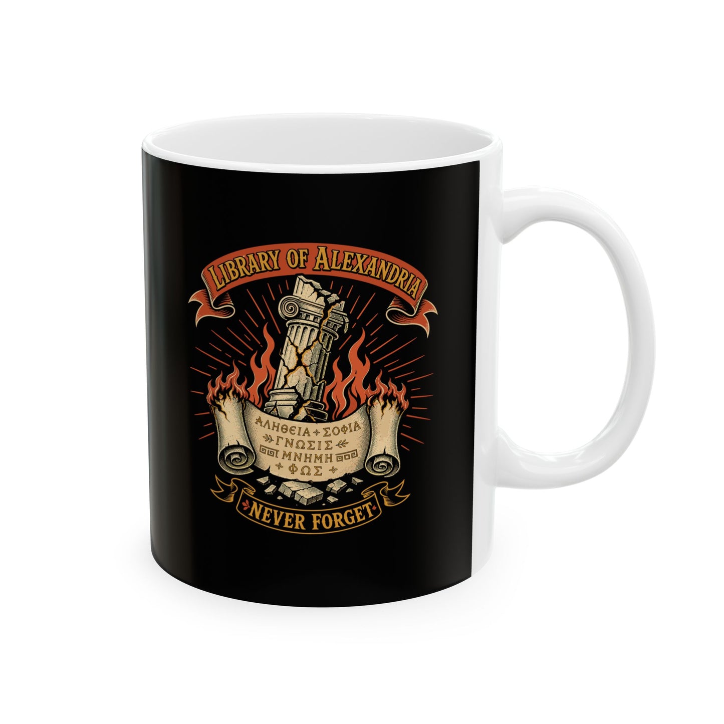 Library of Alexandria Never Forget Ceramic Mug, (11oz, 15oz)
