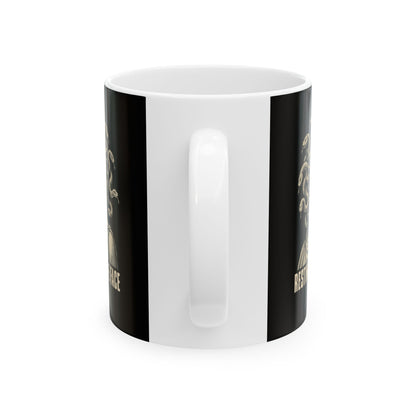 Medusa Resting Stone Face Monochrome Ceramic Mug, (11oz, 15oz)