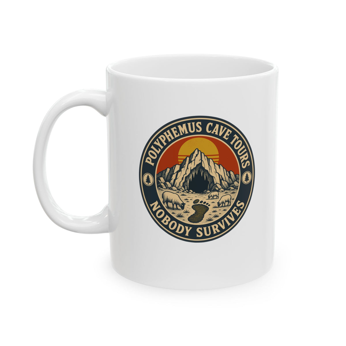 Polyphemus Cave Tours Nobody Survives Ceramic Mug, (11oz, 15oz)