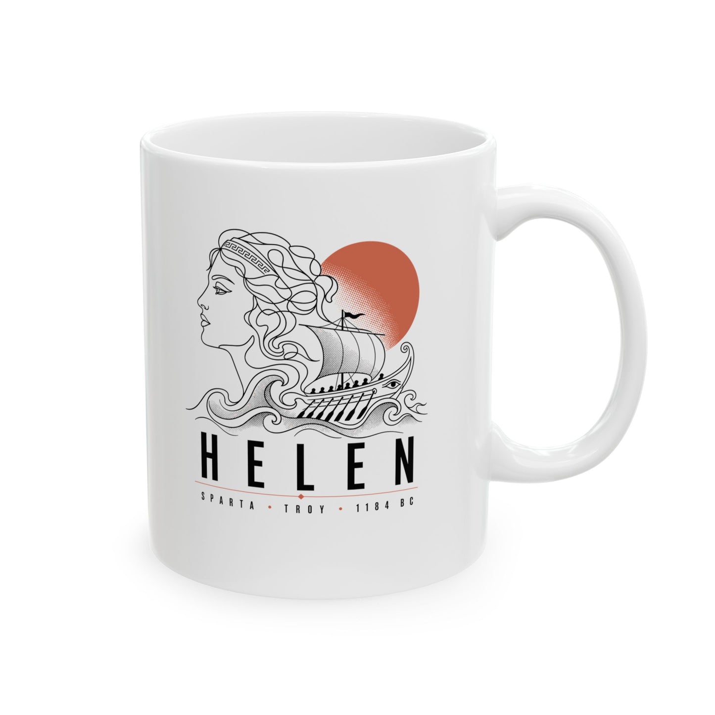 Helen of Troy Line Art Ceramic Mug, (11oz, 15oz)
