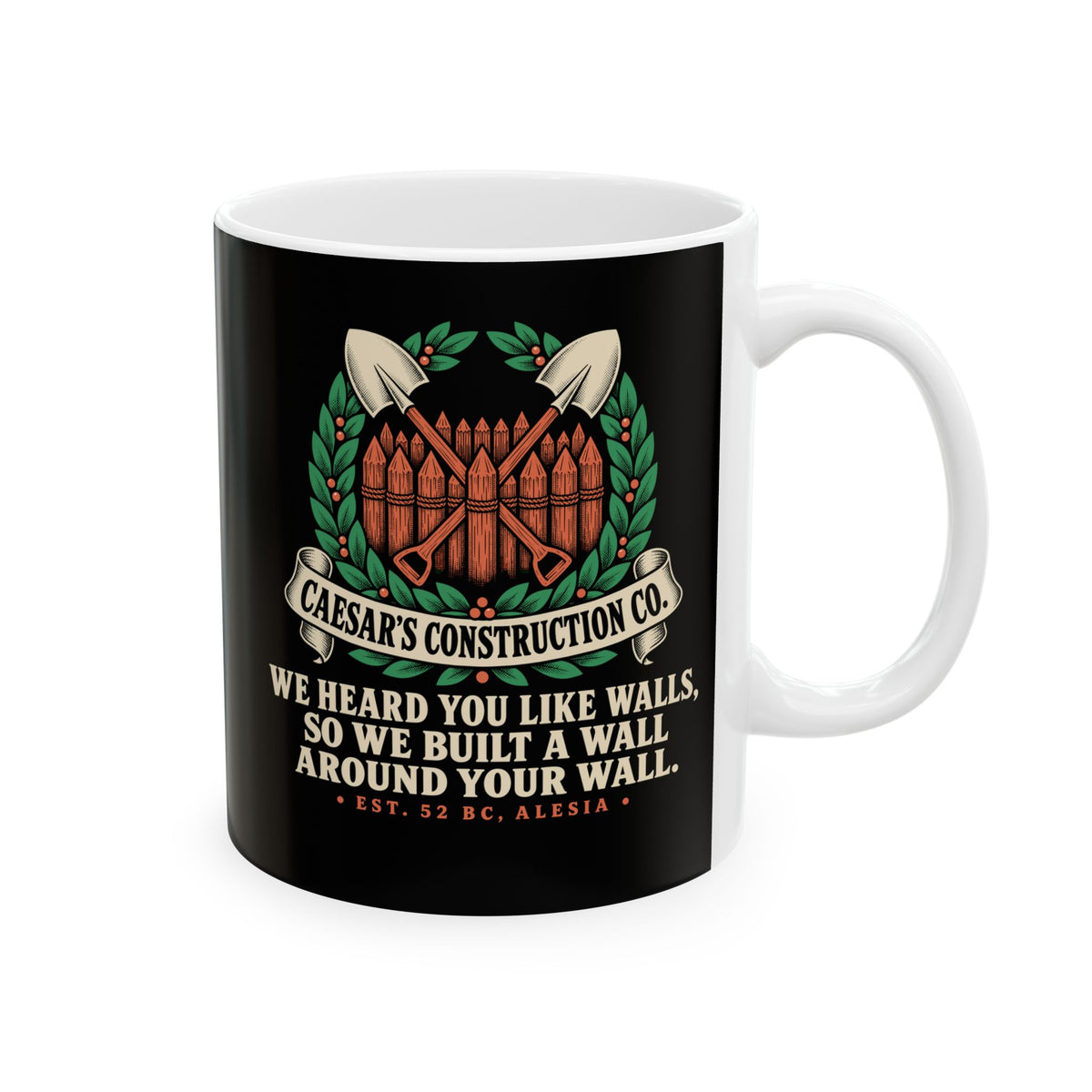Caesar's Construction Co Crossed Shovels Ceramic Mug, (11oz, 15oz)