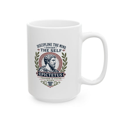 Epictetus Discipline the Mind Quote Ceramic Mug, (11oz, 15oz)