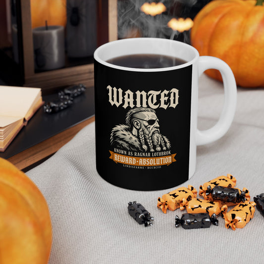 Wanted Ragnar Lothbrok Lindisfarne Ceramic Mug, (11oz, 15oz)