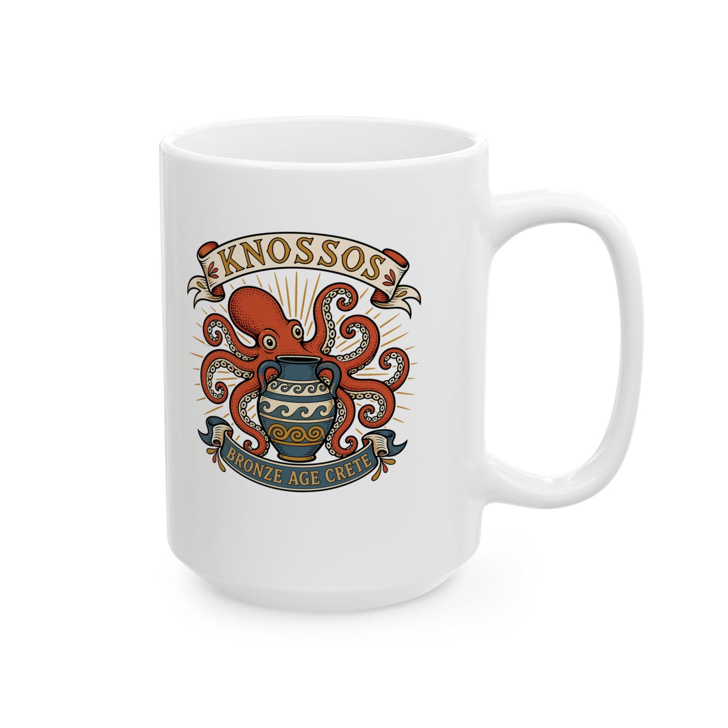 Knossos Bronze Age Crete Octopus Ceramic Mug, (11oz, 15oz)