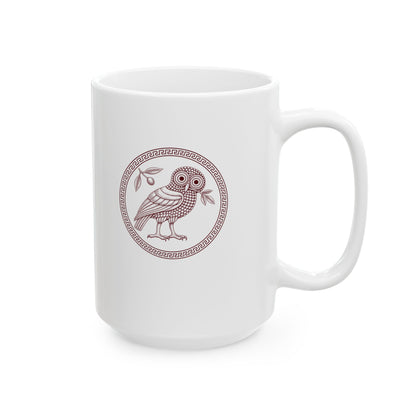 Ancient Athens Owl Wisdom Ceramic Mug, (11oz, 15oz)