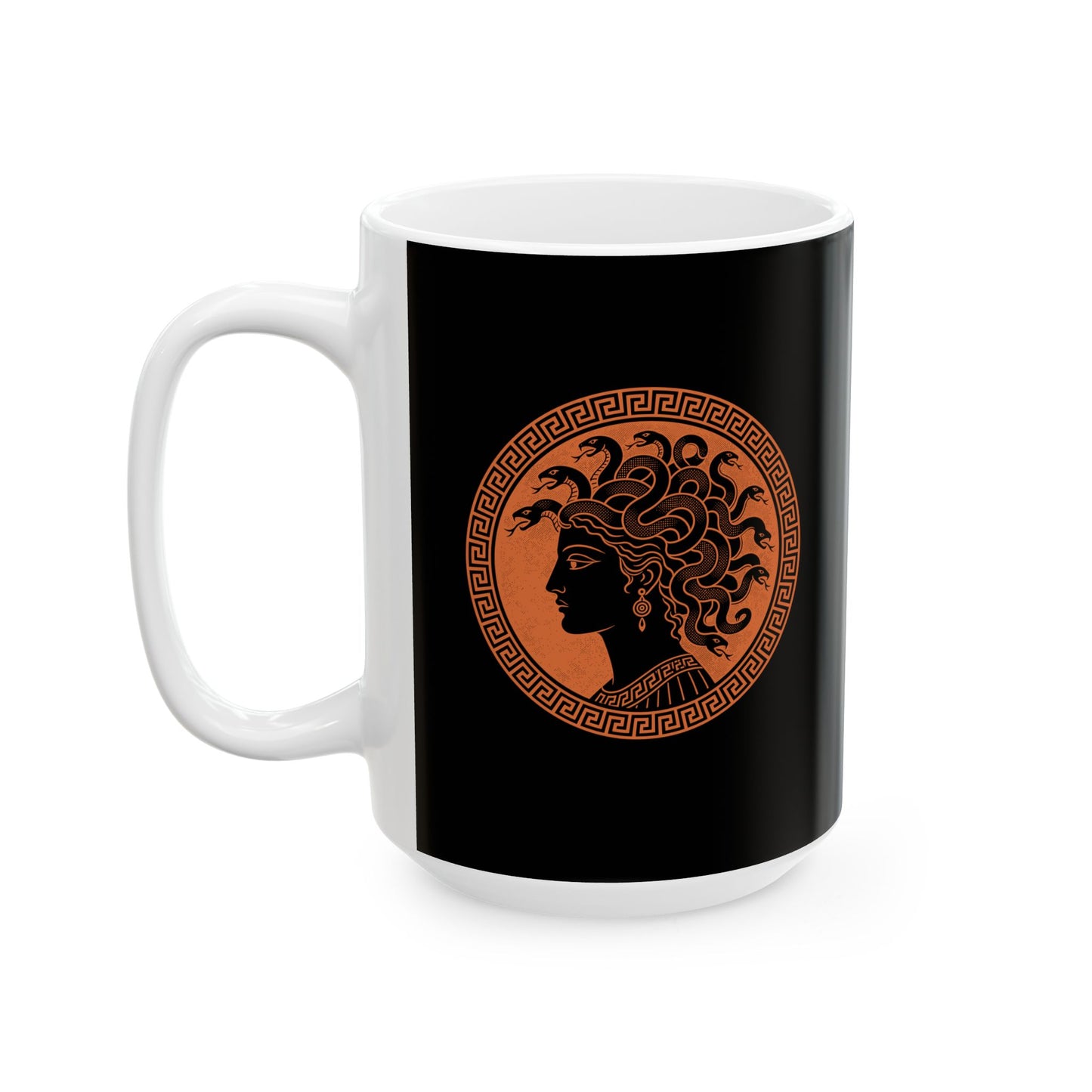 Medusa Ancient Pottery Style Ceramic Mug, (11oz, 15oz)