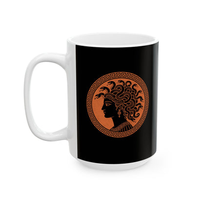 Medusa Ancient Pottery Style Ceramic Mug, (11oz, 15oz)