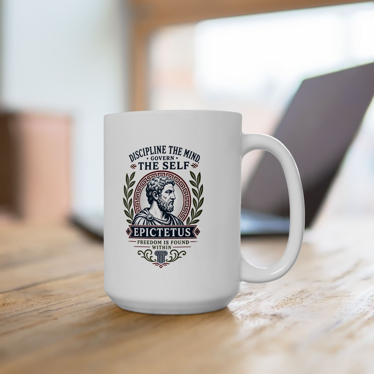Epictetus Discipline the Mind Quote Ceramic Mug, (11oz, 15oz)