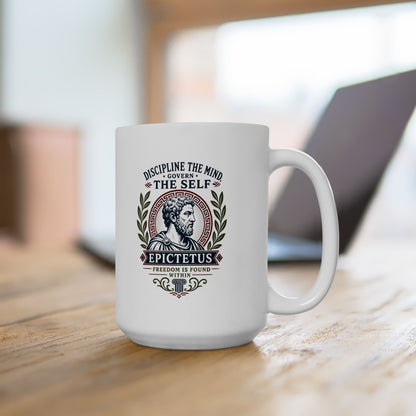 Epictetus Discipline the Mind Quote Ceramic Mug, (11oz, 15oz)