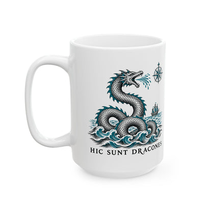 Hic Sunt Dracones Sea Serpent Ceramic Mug, (11oz, 15oz)