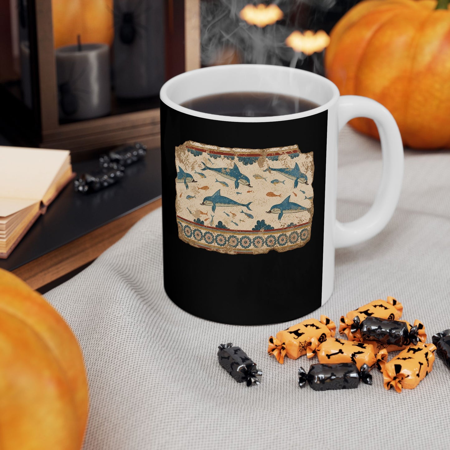 Minoan Dolphin Fresco Fragment Ceramic Mug, (11oz, 15oz)