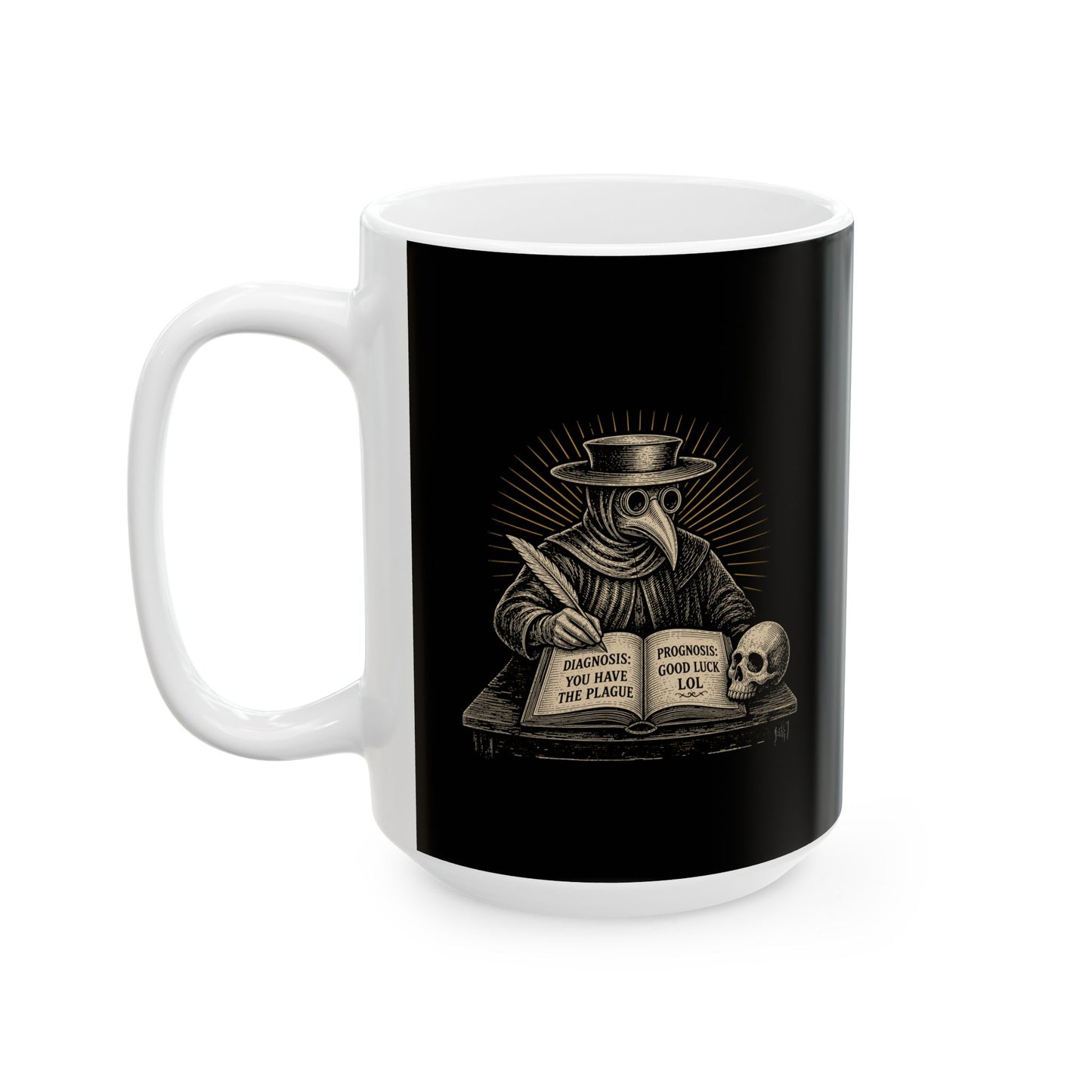 Plague Doctor Prognosis Ceramic Mug, (11oz, 15oz)