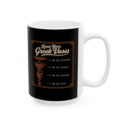 Know Your Greek Vases Coffee Menu Ceramic Mug, (11oz, 15oz)