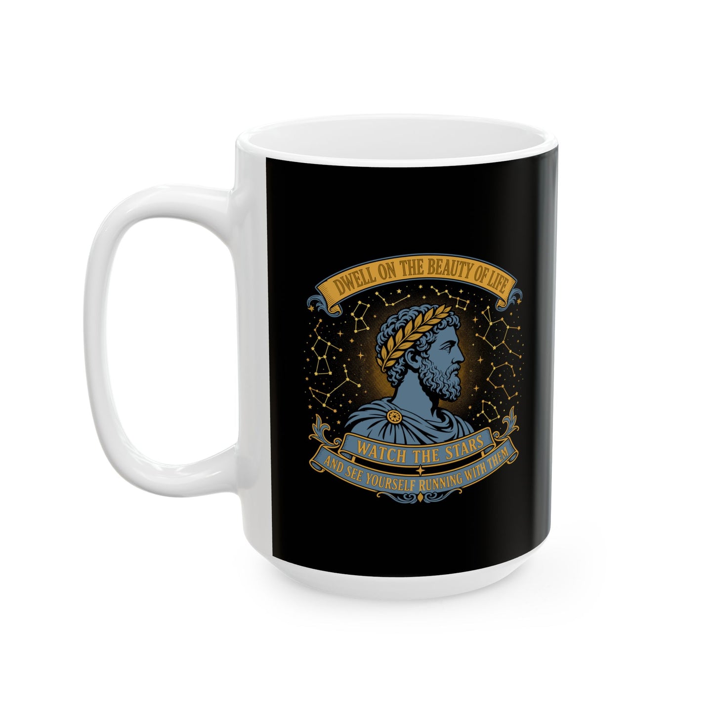 Aurelius Quote Running with the Stars Ceramic Mug, (11oz, 15oz)