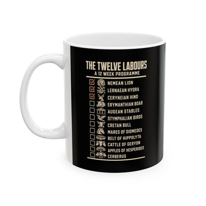 12 Labors Back Print Ceramic Mug, (11oz, 15oz)
