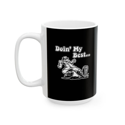 70s Style Black Plague Doctor Ceramic Mug, (11oz, 15oz)