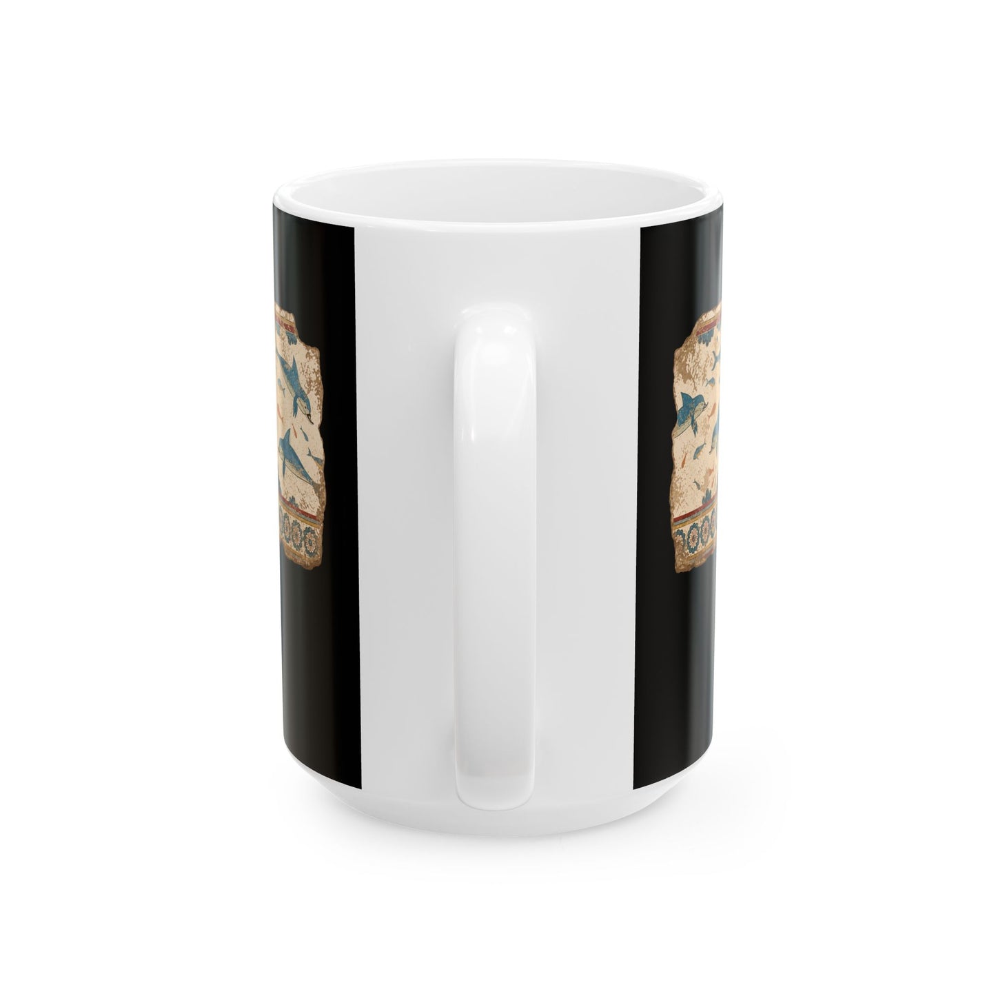 Minoan Dolphin Fresco Fragment Ceramic Mug, (11oz, 15oz)