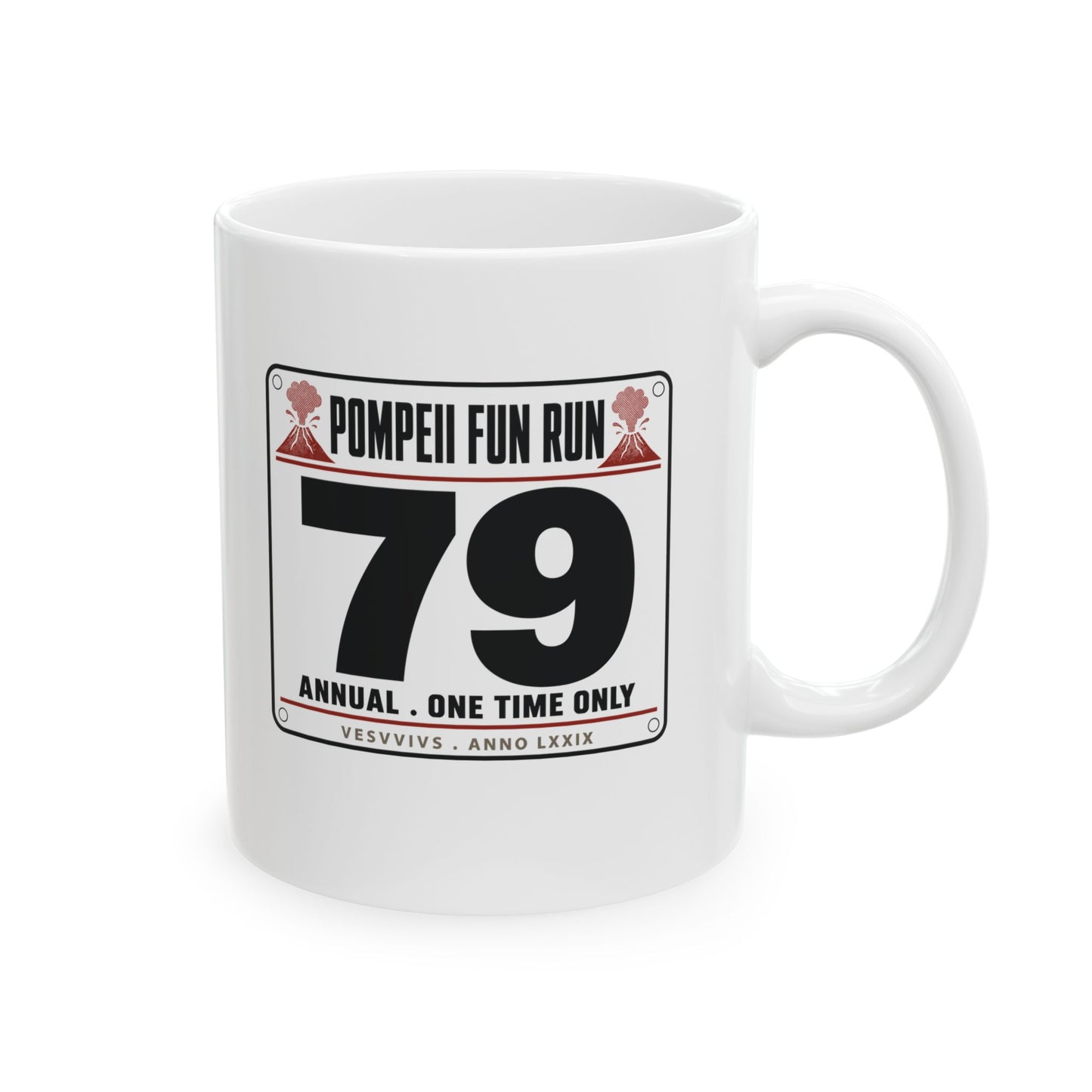 Pompeii Fun Run Race Bib Ceramic Mug, (11oz, 15oz)