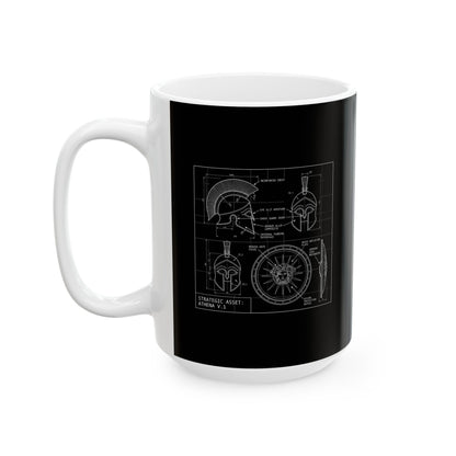 Athena Helmet Aegis Shield Schematic Ceramic Mug, (11oz, 15oz)